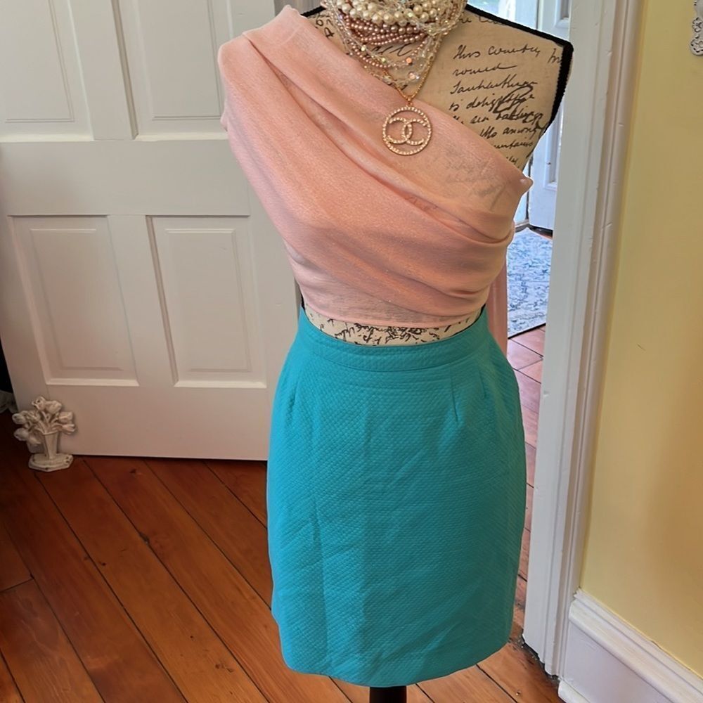 CACHE *Tiffany Blue* Sz 12 Y2K 90’s Textured Lined Skirt